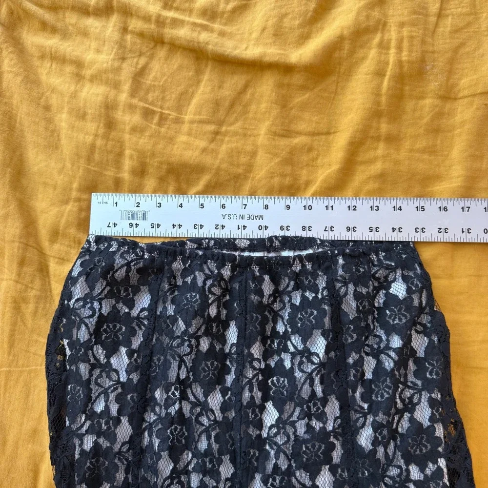 Karen Kane Black Floral Lace Maxi Skirt Lined Elastic Waist 4L78508 L goth witch